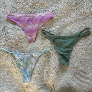 NWT Victoria's Secret Pink Green Multicolor Thong Panties Bundle Size L-XL